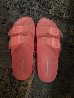 Women's Pink Double-Buckle Slide Sandals